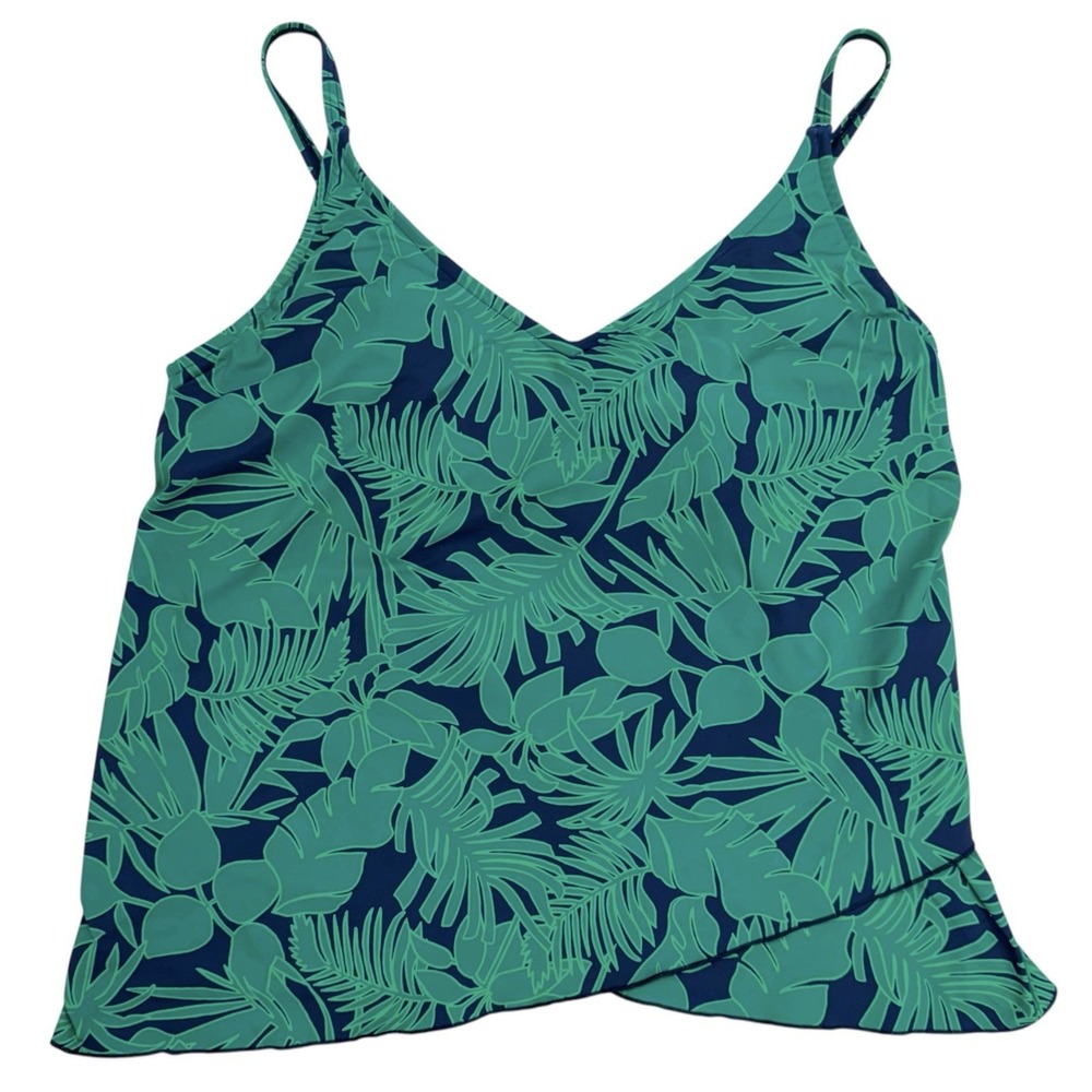 Land's End Womens XL / 18 Botanical Tropical Tankini V Neck Top Swim